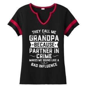 Funny Gift They Call Me Grandpa Because Partner In Crime Ladies Halftime Notch Neck Tee