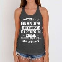 Funny Gift They Call Me Grandpa Because Partner In Crime Women's Knotted Racerback Tank