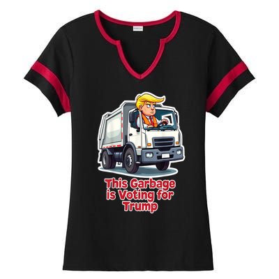 Funny Garbage Truck Trump 2024 This Garbage Is Voting Trump Gift Ladies Halftime Notch Neck Tee