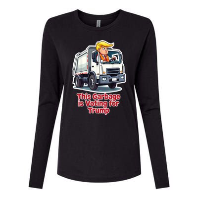 Funny Garbage Truck Trump 2024 This Garbage Is Voting Trump Gift Womens Cotton Relaxed Long Sleeve T-Shirt