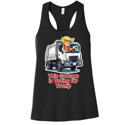 Funny Garbage Truck Trump 2024 This Garbage Is Voting Trump Gift Women's Racerback Tank