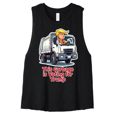 Funny Garbage Truck Trump 2024 This Garbage Is Voting Trump Gift Women's Racerback Cropped Tank