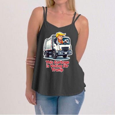 Funny Garbage Truck Trump 2024 This Garbage Is Voting Trump Gift Women's Strappy Tank