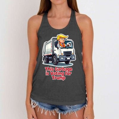 Funny Garbage Truck Trump 2024 This Garbage Is Voting Trump Gift Women's Knotted Racerback Tank