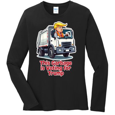 Funny Garbage Truck Trump 2024 This Garbage Is Voting Trump Gift Ladies Long Sleeve Shirt