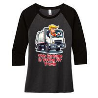 Funny Garbage Truck Trump 2024 This Garbage Is Voting Trump Gift Women's Tri-Blend 3/4-Sleeve Raglan Shirt