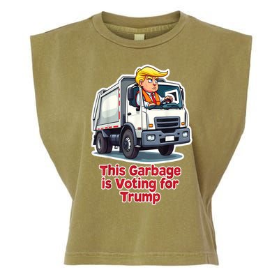 Funny Garbage Truck Trump 2024 This Garbage Is Voting Trump Gift Garment-Dyed Women's Muscle Tee