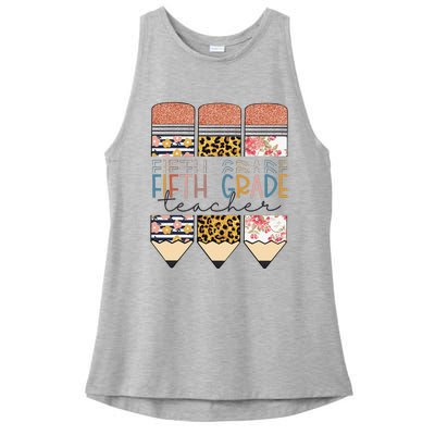 Fifth Grade Teacher Funny Leopard Pencil Back To School Ladies PosiCharge Tri-Blend Wicking Tank