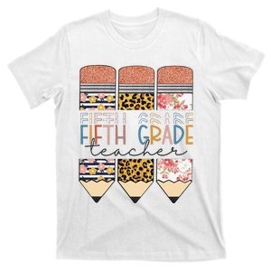 Fifth Grade Teacher Funny Leopard Pencil Back To School T-Shirt