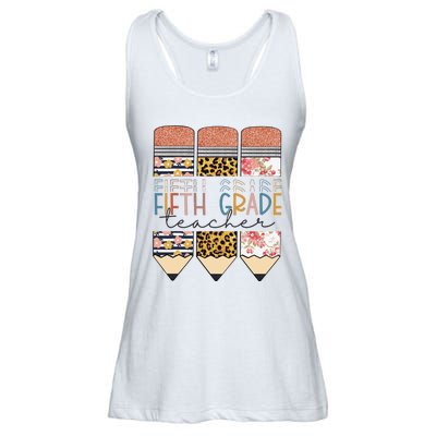 Fifth Grade Teacher Funny Leopard Pencil Back To School Ladies Essential Flowy Tank