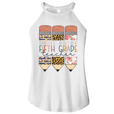 Fifth Grade Teacher Funny Leopard Pencil Back To School Women’s Perfect Tri Rocker Tank