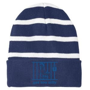 Funny Got Too Silly Women Silly Goose Striped Beanie with Solid Band