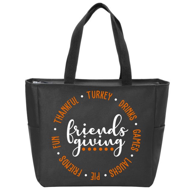 Friends Giving Thanksgiving Festive Holiday Gift Zip Tote Bag