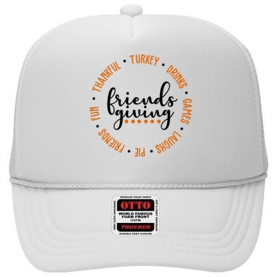 Friends Giving Thanksgiving Festive Holiday Gift High Crown Mesh Back Trucker Hat