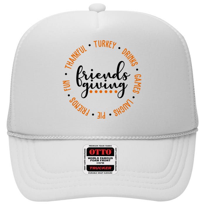 Friends Giving Thanksgiving Festive Holiday Gift High Crown Mesh Back Trucker Hat