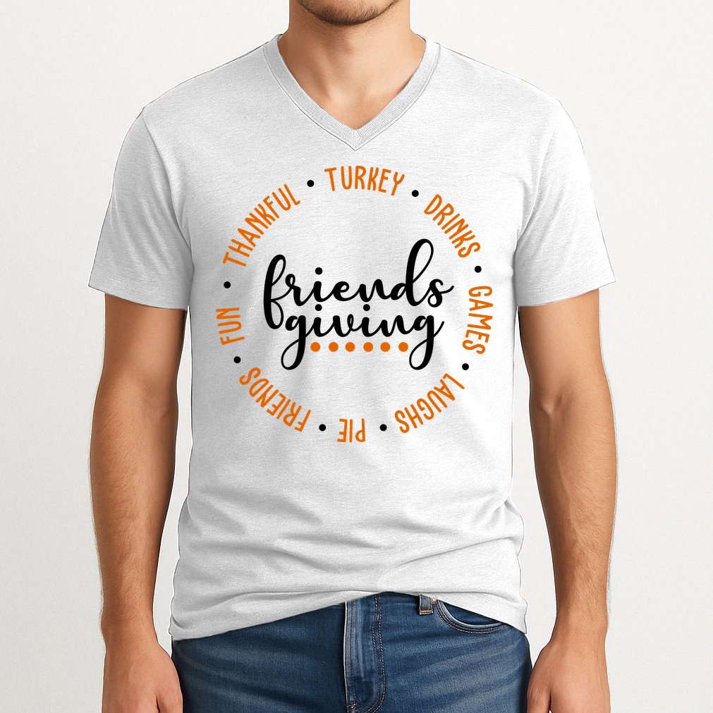 Friends Giving Thanksgiving Festive Holiday Gift V-Neck T-Shirt