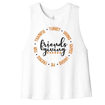 Friends Giving Thanksgiving Festive Holiday Gift Women's Racerback Cropped Tank