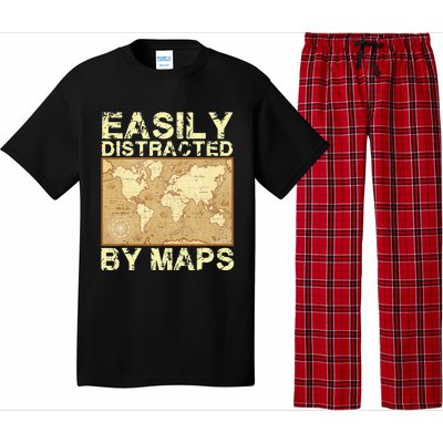 Funny Geography Teacher Easily Distracted By Maps Pajama Set