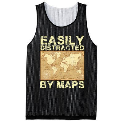 Funny Geography Teacher Easily Distracted By Maps Mesh Reversible Basketball Jersey Tank