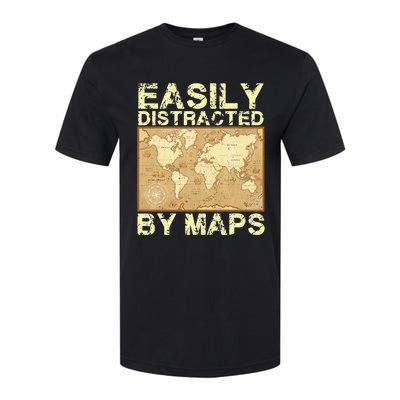 Funny Geography Teacher Easily Distracted By Maps Softstyle CVC T-Shirt