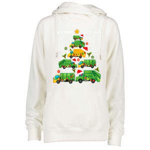 Funny Garbage Truck Christmas Tree Ornat Decor Great Gift Womens Funnel Neck Pullover Hood