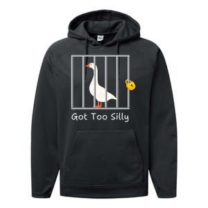 Funny Got Too Silly Silly Goose Performance Fleece Hoodie