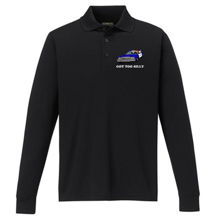 Funny Got Too Silly Goose  Performance Long Sleeve Polo