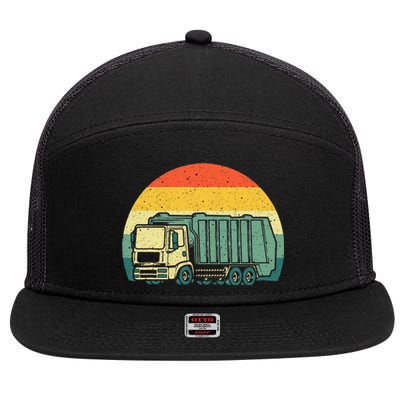 Funny Garbage Truck Design For Kids Men Women Trash Truck 7 Panel Mesh Trucker Snapback Hat