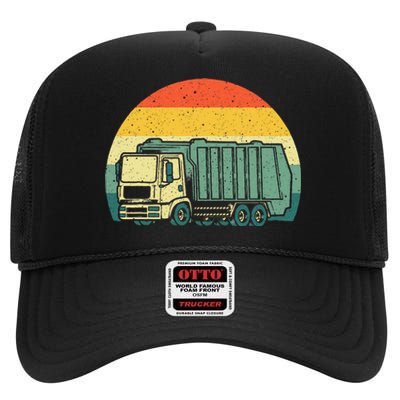 Funny Garbage Truck Design For Kids Men Women Trash Truck High Crown Mesh Back Trucker Hat