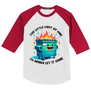 Funny Groovy This Little Lightof Mine Lil Dumpster Fire Kids Colorblock Raglan Jersey