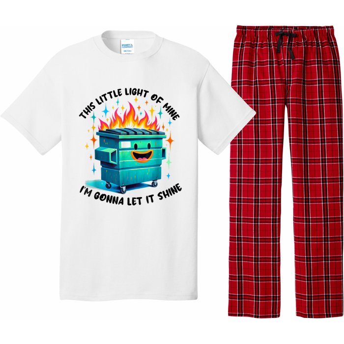 Funny Groovy This Little Lightof Mine Lil Dumpster Fire Pajama Set