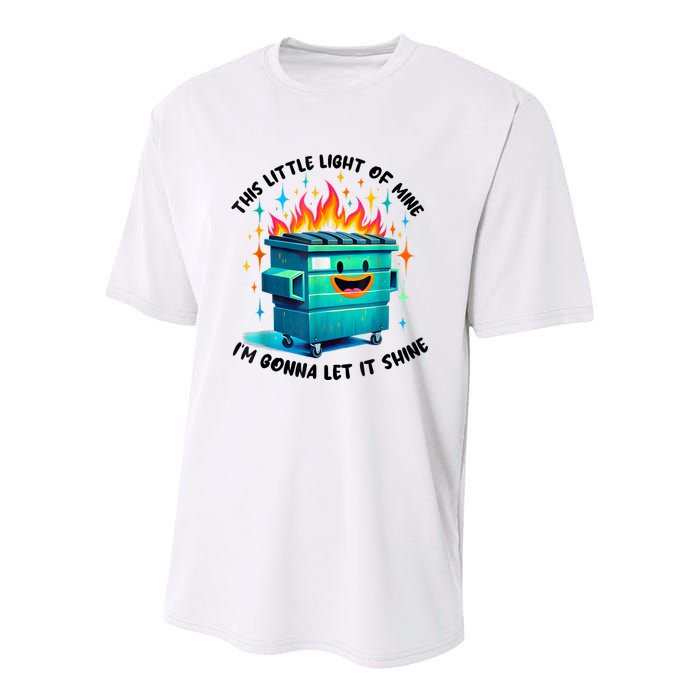 Funny Groovy This Little Lightof Mine Lil Dumpster Fire Youth Performance Sprint T-Shirt