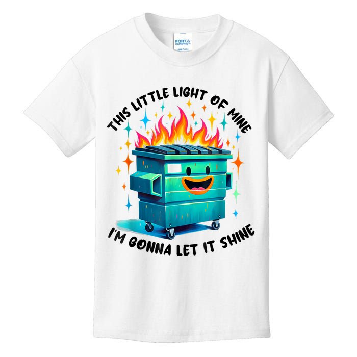 Funny Groovy This Little Lightof Mine Lil Dumpster Fire Kids T-Shirt