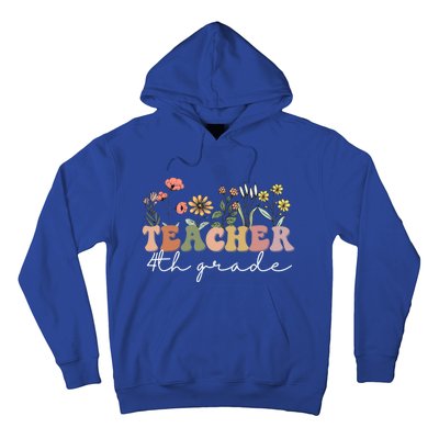 Fourth Grade Teacher Retro Boho Wildflower Teachers Day Gift Hoodie