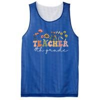 Fourth Grade Teacher Retro Boho Wildflower Teachers Day Gift Mesh Reversible Basketball Jersey Tank