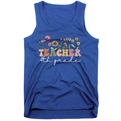 Fourth Grade Teacher Retro Boho Wildflower Teachers Day Gift Tank Top