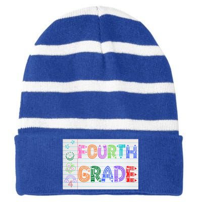 Fourth Grade Team Cute Doodle School Teacher 4Th Grade Gift Striped Beanie with Solid Band