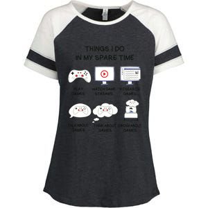 Funny Gamer Things I Do In My Spare Time Gaming Enza Ladies Jersey Colorblock Tee