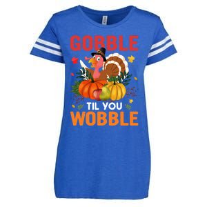 Funny Gobble Till You Wobble Thanksgiving Gift Funny Gift Enza Ladies Jersey Football T-Shirt