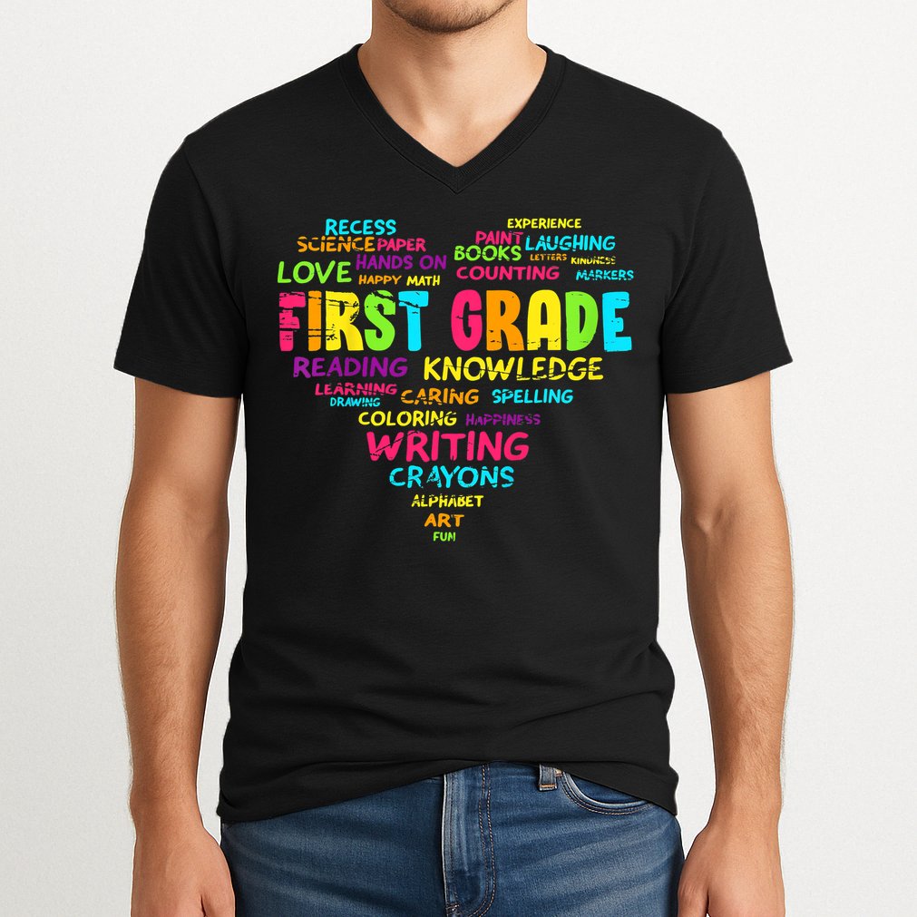 First Grade Team Teacher Student 1st Grade Back To School V-Neck T-Shirt