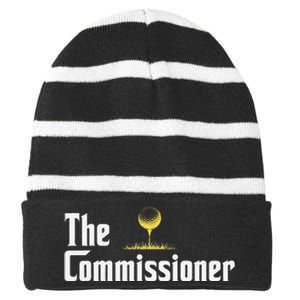 Funny Golfer The Commissioner Golf League Golfing Striped Beanie with Solid Band