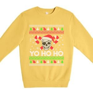 Funny Gift Ugly Christmas Santa Pirate Yo Ho Ho Premium Crewneck Sweatshirt