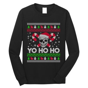 Funny Gift Ugly Christmas Santa Pirate Yo Ho Ho Long Sleeve Shirt