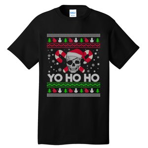 Funny Gift Ugly Christmas Santa Pirate Yo Ho Ho Tall T-Shirt