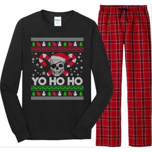 Funny Gift Ugly Christmas Santa Pirate Yo Ho Ho Long Sleeve Pajama Set