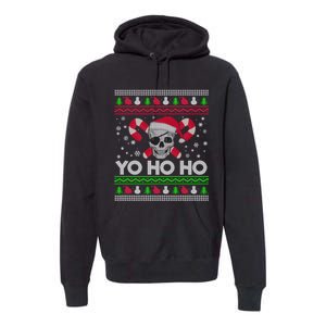 Funny Gift Ugly Christmas Santa Pirate Yo Ho Ho Premium Hoodie