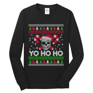 Funny Gift Ugly Christmas Santa Pirate Yo Ho Ho Tall Long Sleeve T-Shirt