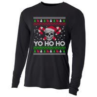 Funny Gift Ugly Christmas Santa Pirate Yo Ho Ho Cooling Performance Long Sleeve Crew