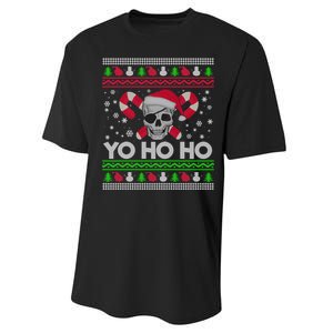 Funny Gift Ugly Christmas Santa Pirate Yo Ho Ho Performance Sprint T-Shirt