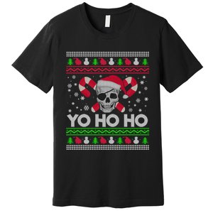 Funny Gift Ugly Christmas Santa Pirate Yo Ho Ho Premium T-Shirt